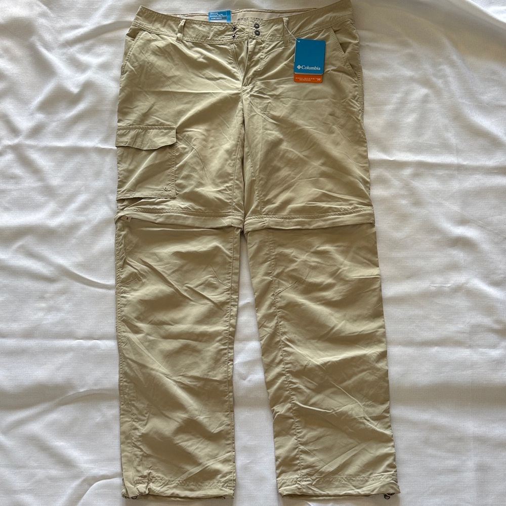 Columbia Palm Peak PFG Convertible Pants Women's 12 Beige Hiking Zip Off NWT
